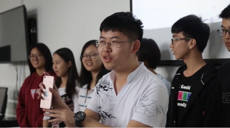 International students in a classroom