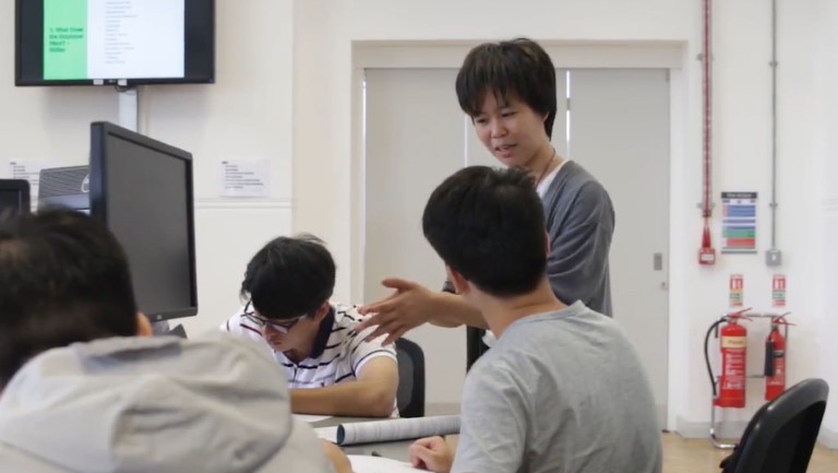 International students in a classroom